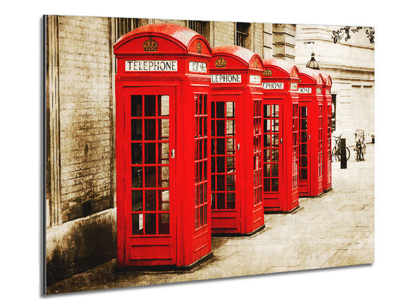 Red London Phone Boxes Metal Print