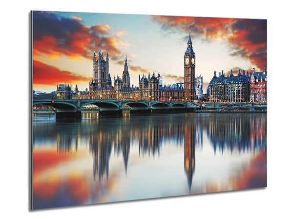 Stunning Reflections Of The Houses Of Parliament Metal Print