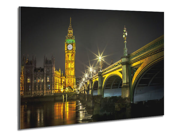 Golden Glow Of Big Ben Metal Print