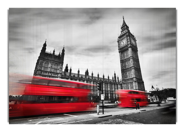 Houses Of Parliament Red Bus Blur