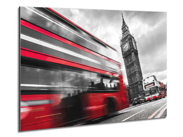 Iconic Red Bus Passed Big Ben Metal Print