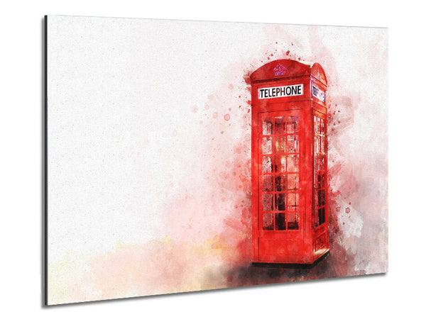 Red Phone Box Splash Metal Print