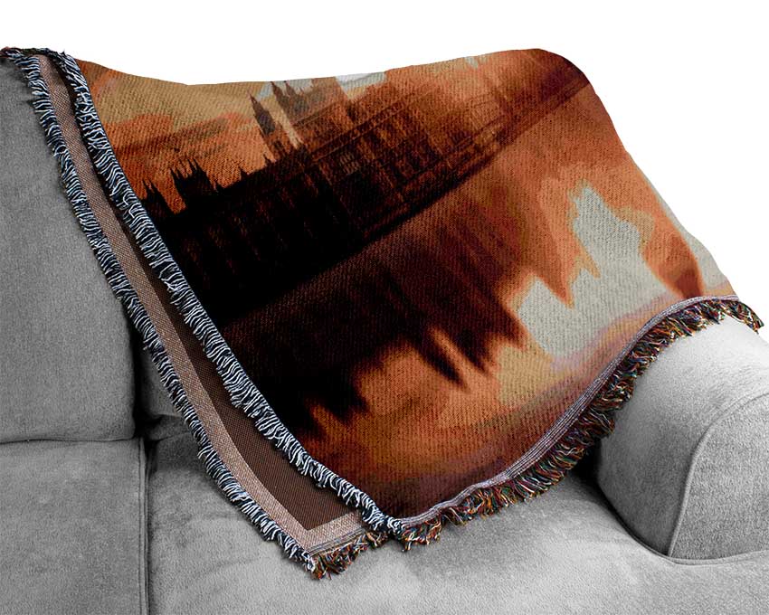 Sunset Over The Thames Woven Blanket