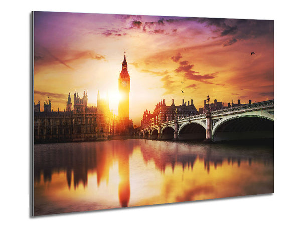 Sunset Over The Thames Metal Print