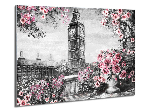 Big Ben Pink Roses Metal Print