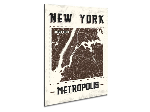 Retro map Of The City 9 Metal Print