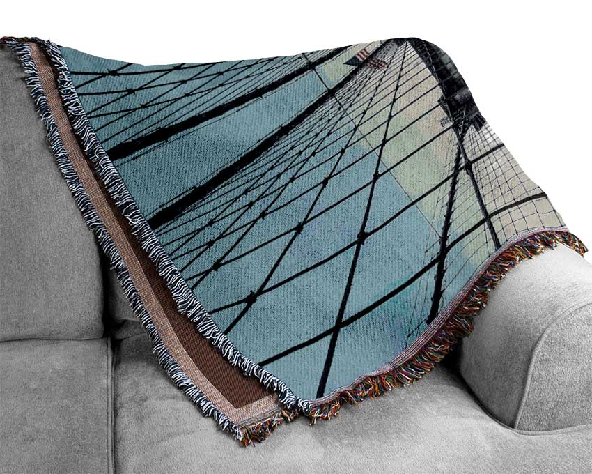 Structure Of Brooklyn Bridge 1 Woven Blanket