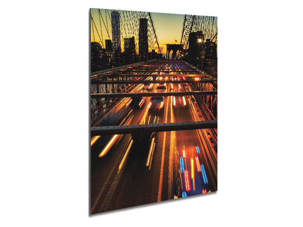 Speed Of Light On Brooklyn Bridge 1 Metal Print