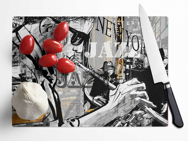 Jazz In NYC Glass Chopping Board
