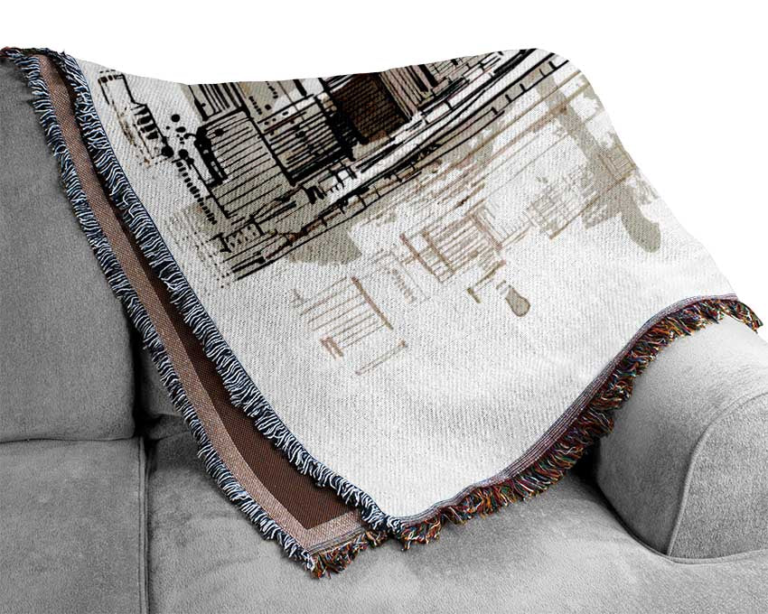 Outline Of The City 9 Woven Blanket