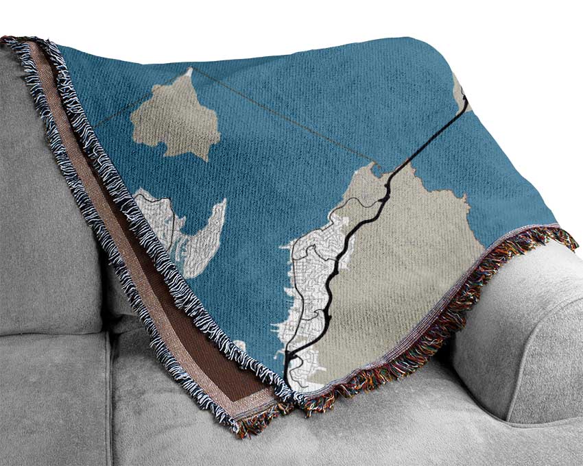 Retro map Of The City 3 Woven Blanket