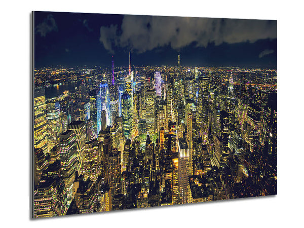 Yellow City Lights Metal Print