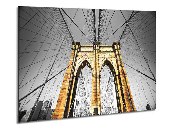 Golden Brooklyn Bridge Metal Print