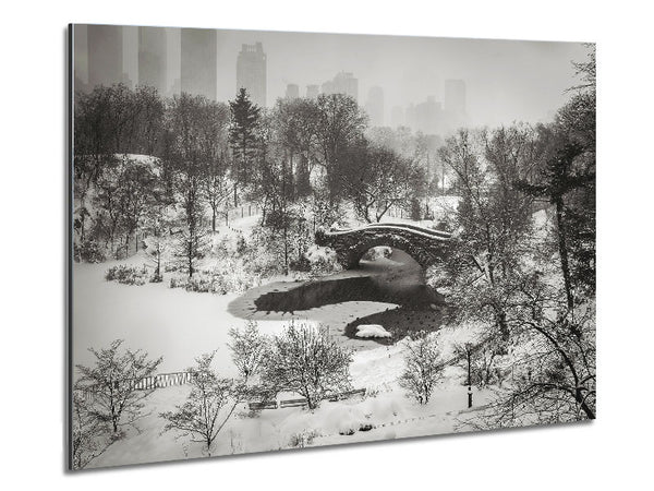 Snowing In Central Park Metal Print