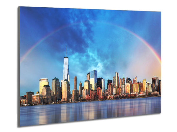 Rainbow Over The Big Apple Metal Print