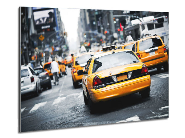 Yellow Taxis On The City Streets Metal Print
