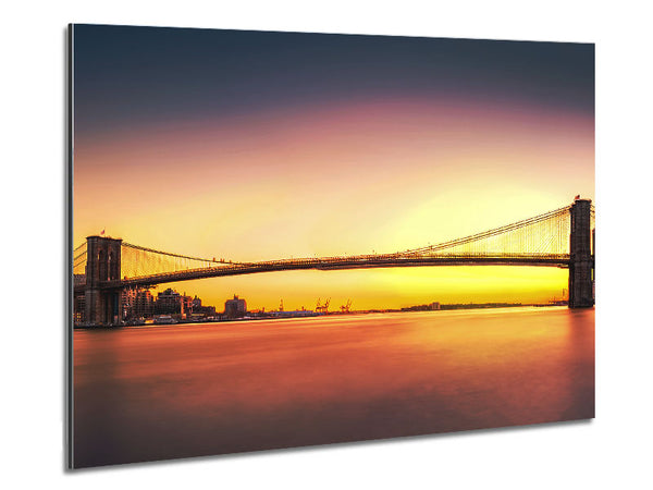 Sunset Over Brooklyn Bridge Metal Print