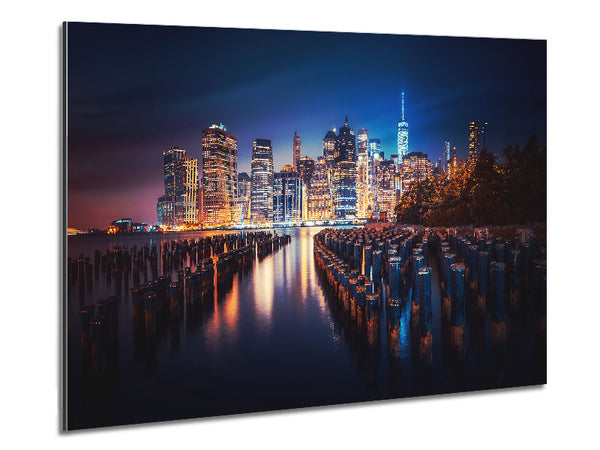 Twinkling Lights Of The Big City Metal Print