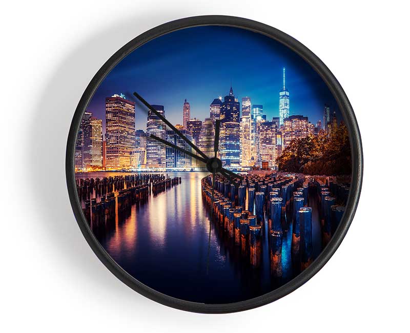 Twinkling Lights Of The Big City Clock - Wallart-Direct UK