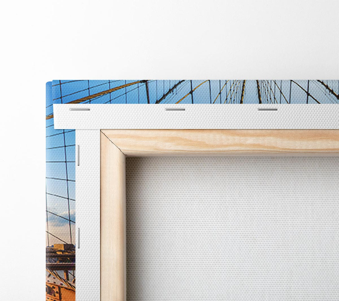  A Canvas Print of Sunset Through Brooklyn Bridge Canvas Print