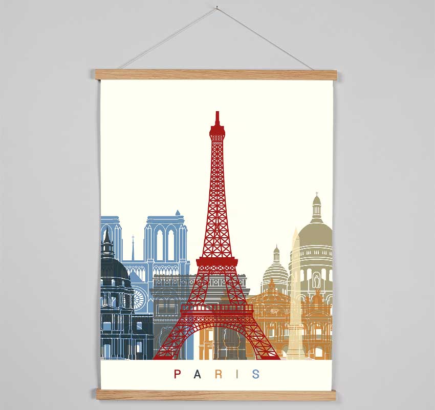 Eiffel Tower Retro 1 Hanging Poster - Wallart-Direct UK