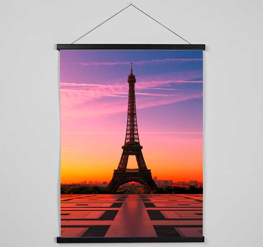 Eiffel Tower Sunset 3 Hanging Poster - Wallart-Direct UK