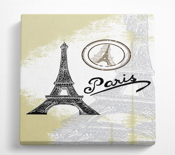 A Square Canvas Print Showing Eiffel Tower Square Wall Art
