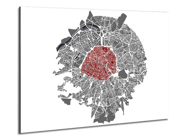 Map Of The City 5 Paris Metal Print