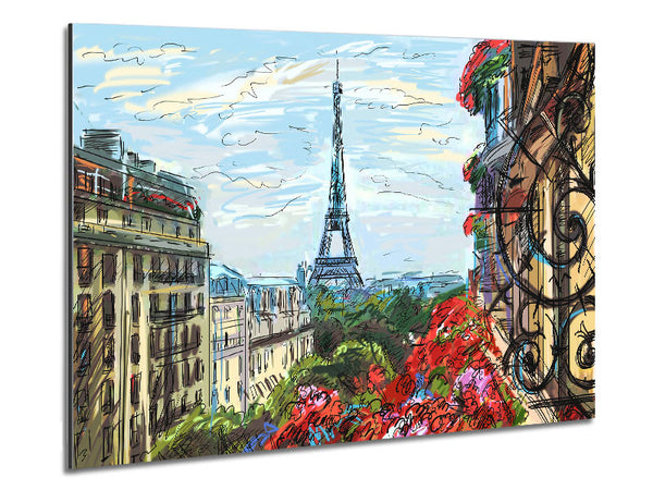Eiffel Tower Over The City 9 Metal Print