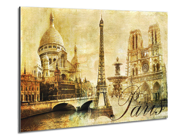 Eiffel Tower Retro 13 Metal Print