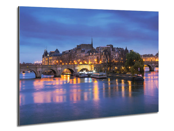 River Seine At Twilight 2 Metal Print