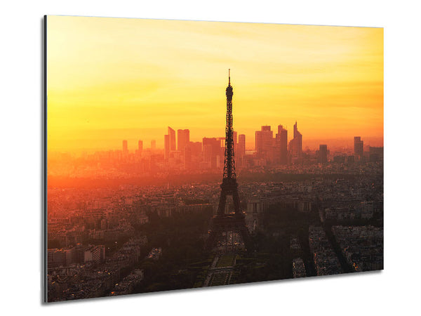 Eiffel Tower Sunset Skies Metal Print