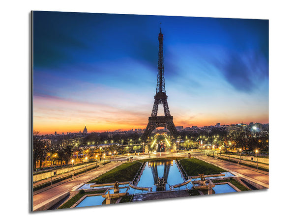 Eiffel Tower Night Lights Metal Print