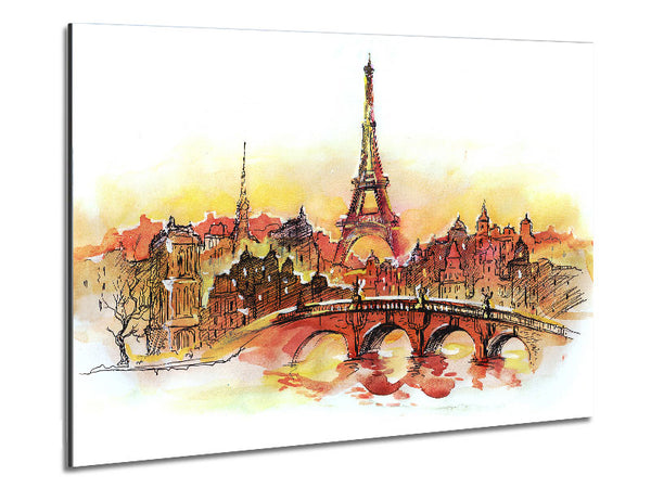 Eiffel Tower Over The City 2 Metal Print