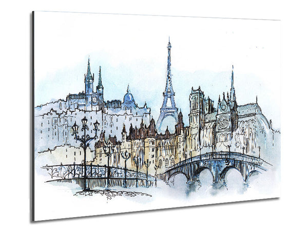 Eiffel Tower Over The City 3 Metal Print