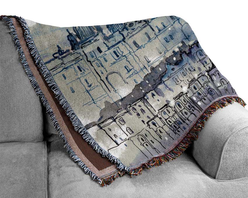 Eiffel Tower Over The City 6 Woven Blanket