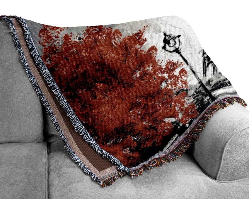 Eiffel Tower Red trees Woven Blanket