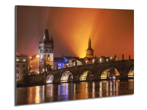 Charles Bridge Over The River Vltava Metal Print