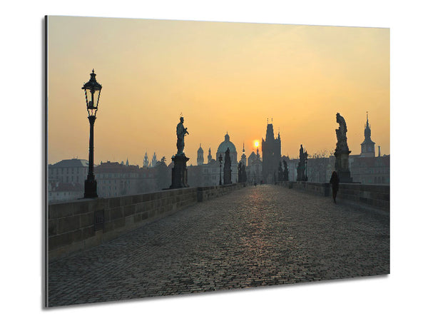 Charles Bridge Sunset Metal Print