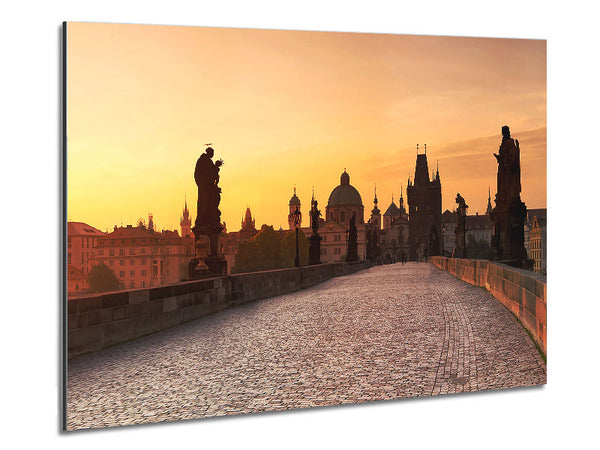 Charles Bridge Morning Glow Metal Print