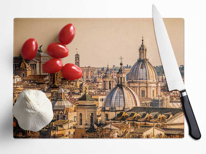 Ancient Buildings At Sunset Glass Chopping Board