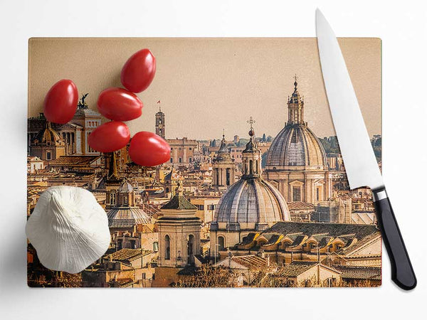 Ancient Buildings At Sunset Glass Chopping Board