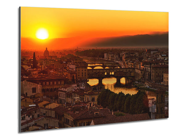 Sunset Over The Ancient Metal Print