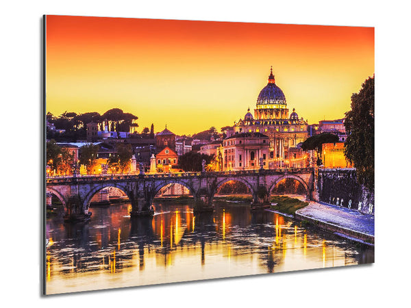 Over The Water To The Ancient City Metal Print