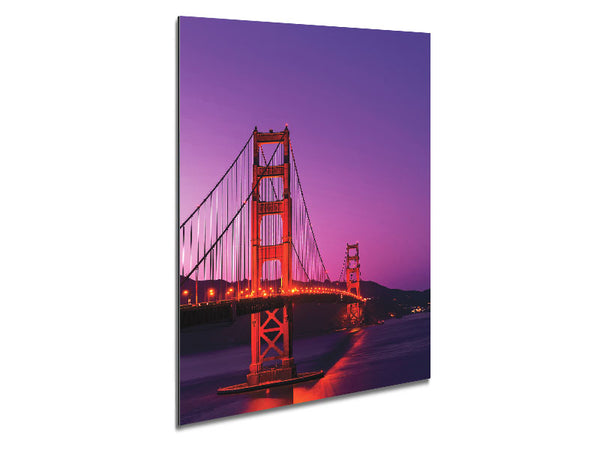 Golden Gate Bridge Pink Sky Glow Metal Print