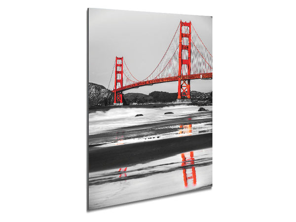 Golden Gate Bridge Red Reflections Metal Print