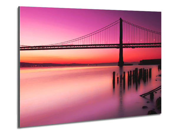 Golden Gate Bridge Pink Serene Metal Print