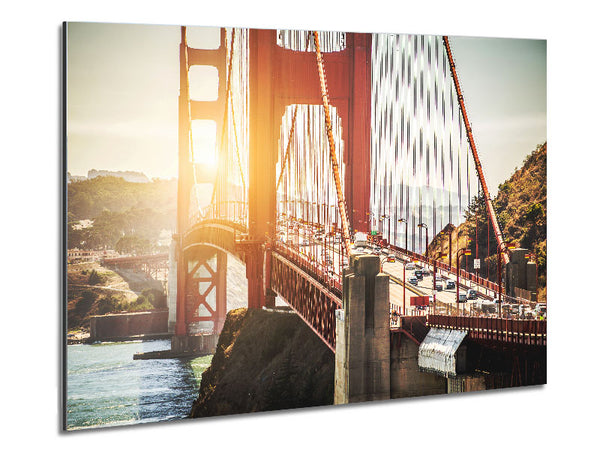 Sunrise Glow Over The Golden Gate Bridge Metal Print