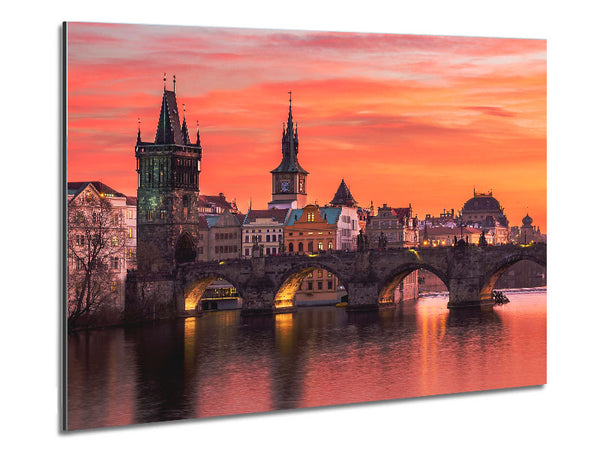 Stunning Pink Skies Over The City Metal Print