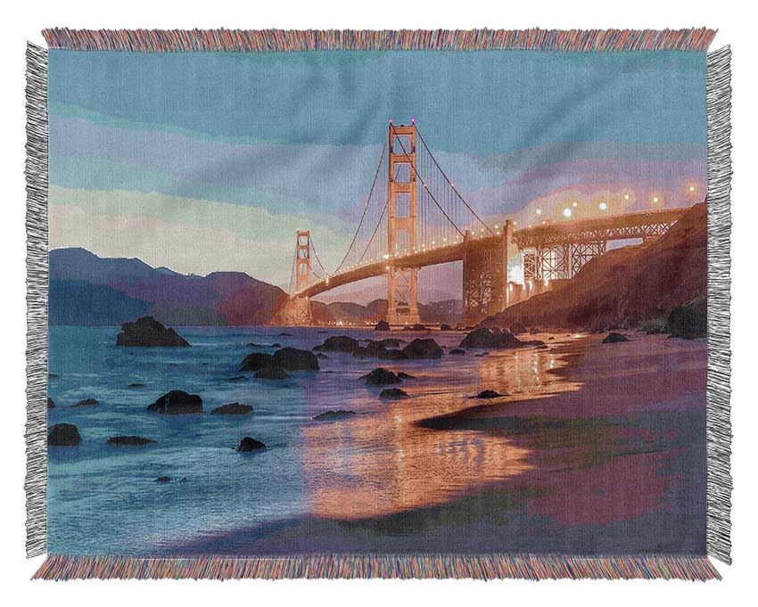 Golden Gate Bridge Stunning Light Glow Woven Blanket